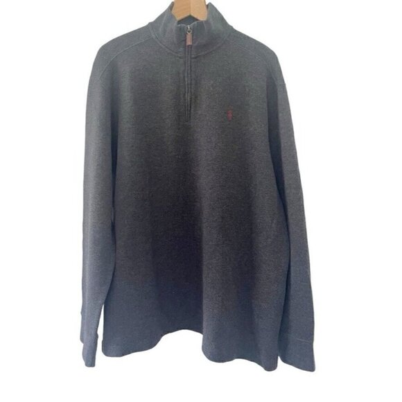 Polo Ralph Lauren Other - Polo Ralph Lauren Men's Sz XL 1/4 Zip Gray Sweater Pullover Leather Zipper Pull